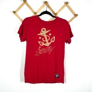Sailor Jerry Red Anchor Logo Tee Shirt Unisex Size Large EUC